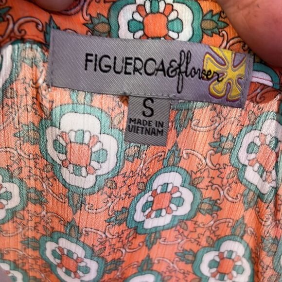 Figuerca & Flower Sheer Multi Print Blouse Womens Size Small - Picture 5 of 8